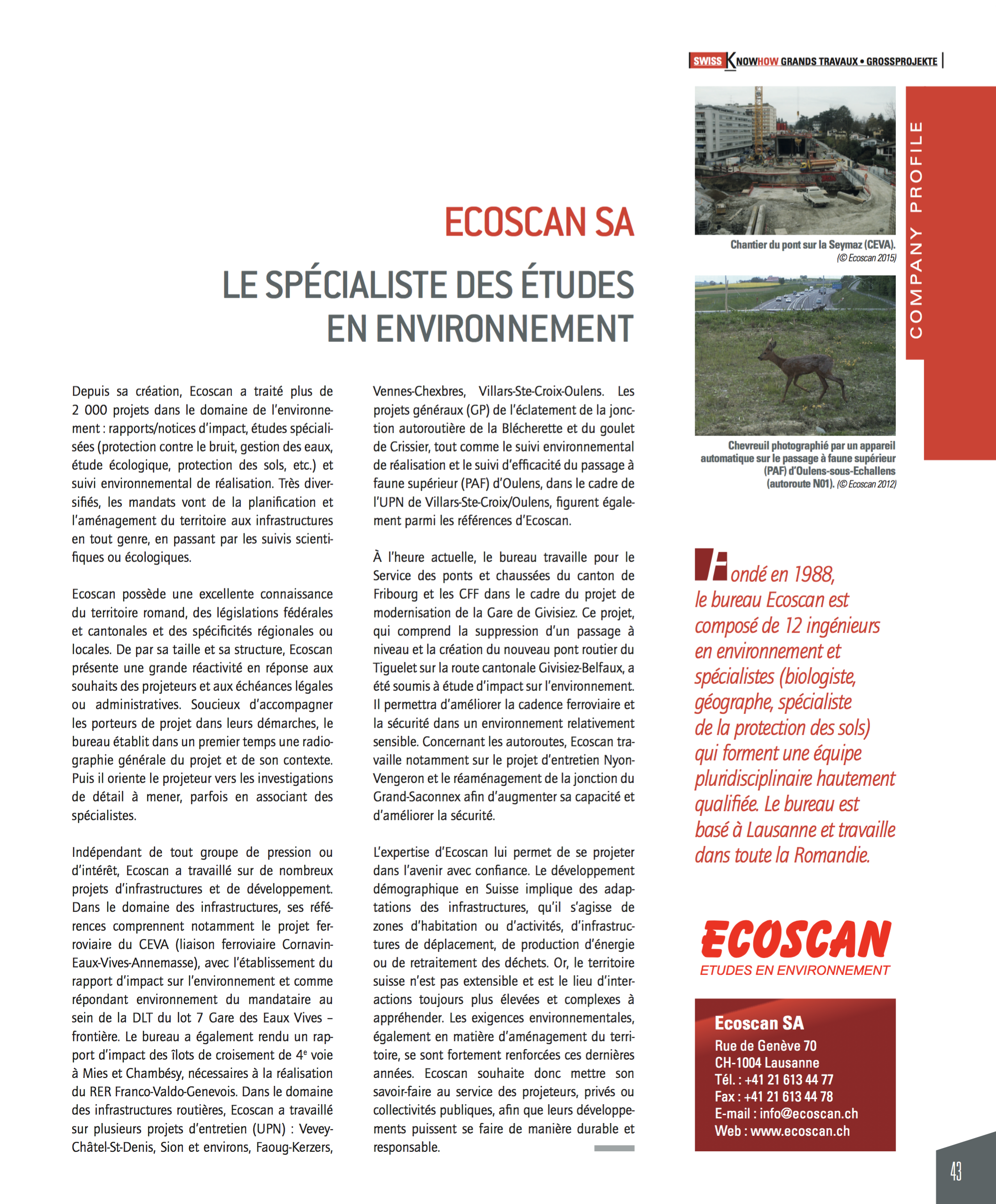 Ecoscan SA - Articles de presse